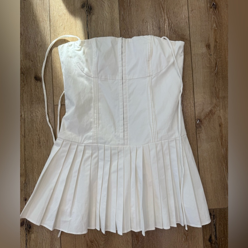 Edikted Cream Mini Dress with Pleats - Picture 4 of 6